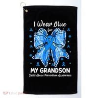 Coquette Bow I Wear Blue For My Grandson Child Abuse Golf Towel thumb 0