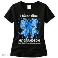 Coquette Bow I Wear Blue For My Grandson Child Abuse Women's T-Shirt thumb 0