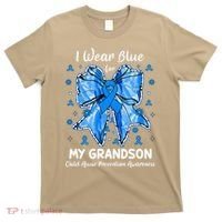 Coquette Bow I Wear Blue For My Grandson Child Abuse T-Shirt thumb 0