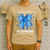 Coquette Bow I Wear Blue For My Grandson Child Abuse T-Shirt thumb 6