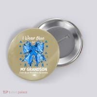 Coquette Bow I Wear Blue For My Grandson Child Abuse Button thumb 0