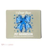 Coquette Bow I Wear Blue For My Grandson Child Abuse Mousepad thumb 0