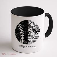 Christian Baseball I Can Do All Things Philippians 4 13 Funny Gift Coffee Mug thumb 1