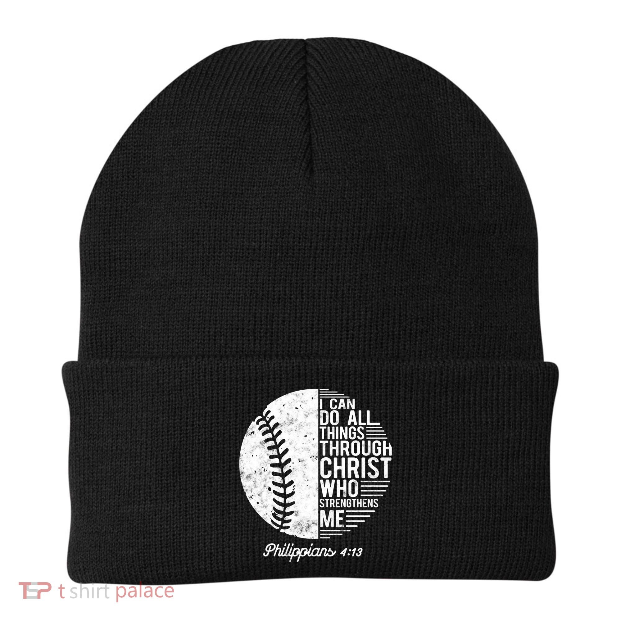 Christian Baseball I Can Do All Things Philippians 4 13 Funny Gift Beanie