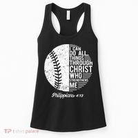 Christian Baseball I Can Do All Things Philippians 4 13 Funny Gift Women's Tank Top thumb 0