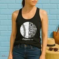 Christian Baseball I Can Do All Things Philippians 4 13 Funny Gift Women's Tank Top thumb 2