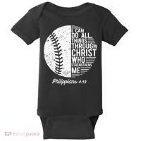 Christian Baseball I Can Do All Things Philippians 4 13 Funny Gift Baby Bodysuit thumb 0