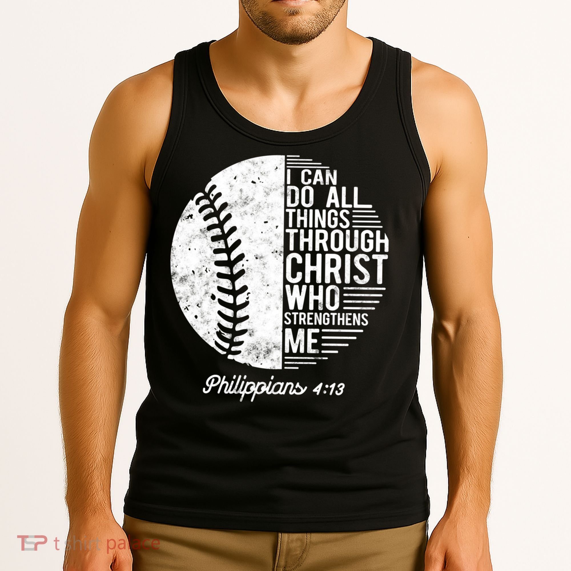 Christian Baseball I Can Do All Things Philippians 4 13 Funny Gift Tank Top