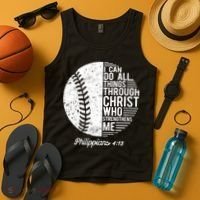 Christian Baseball I Can Do All Things Philippians 4 13 Funny Gift Tank Top thumb 4