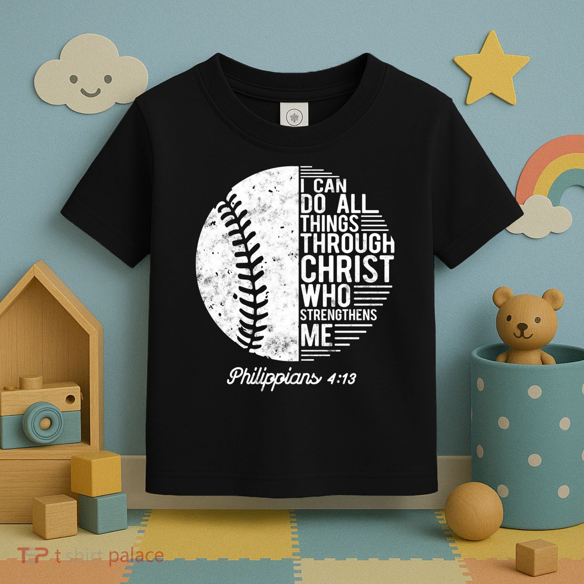 Christian Baseball I Can Do All Things Philippians 4 13 Funny Gift Toddler T-Shirt