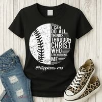 Christian Baseball I Can Do All Things Philippians 4 13 Funny Gift Women's T-Shirt thumb 3