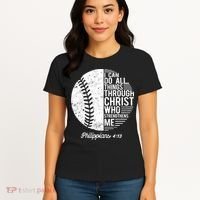 Christian Baseball I Can Do All Things Philippians 4 13 Funny Gift Women's T-Shirt thumb 4