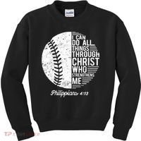 Christian Baseball I Can Do All Things Philippians 4 13 Funny Gift Kids Sweatshirt thumb 0