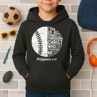 Christian Baseball I Can Do All Things Philippians 4 13 Funny Gift Kids Hoodie thumb 2