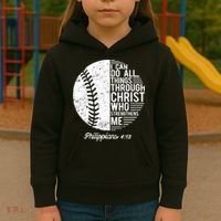 Christian Baseball I Can Do All Things Philippians 4 13 Funny Gift Kids Hoodie thumb 3