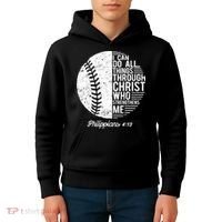 Christian Baseball I Can Do All Things Philippians 4 13 Funny Gift Kids Hoodie thumb 4