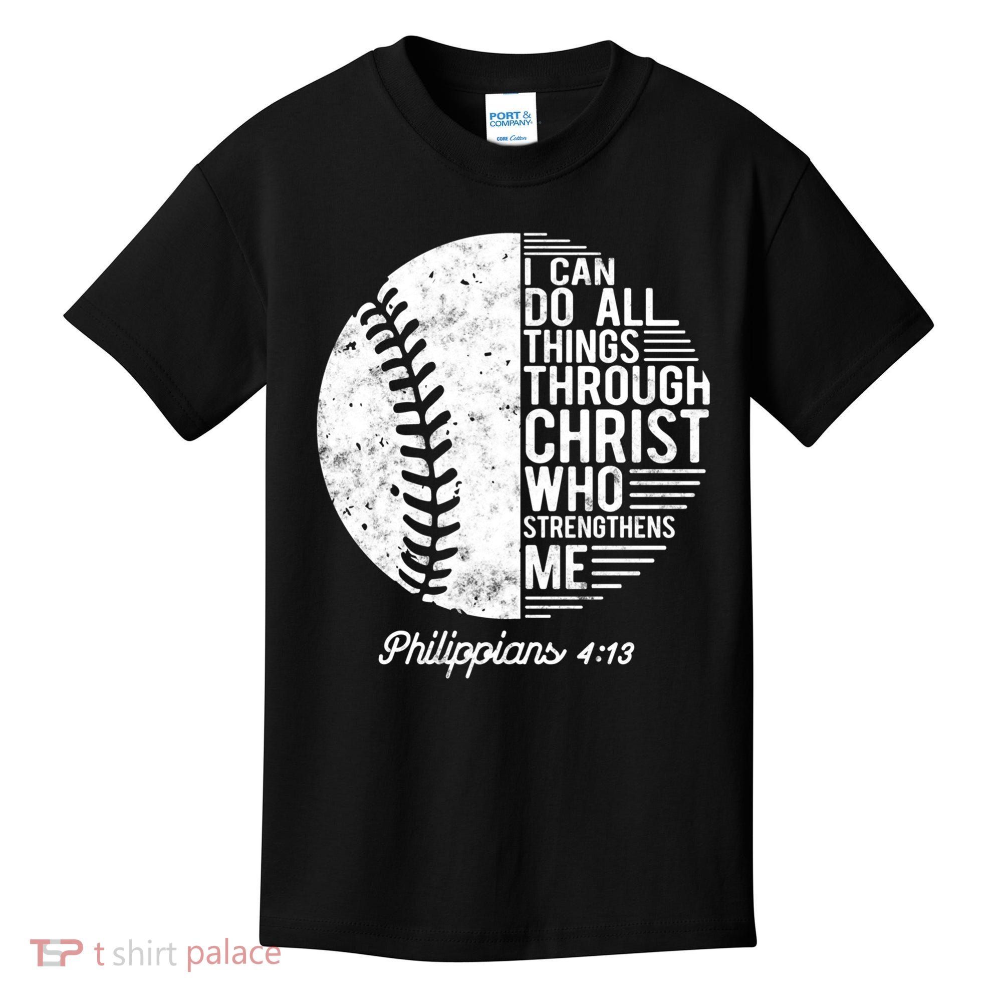 Christian Baseball I Can Do All Things Philippians 4 13 Funny Gift Kids T-Shirt