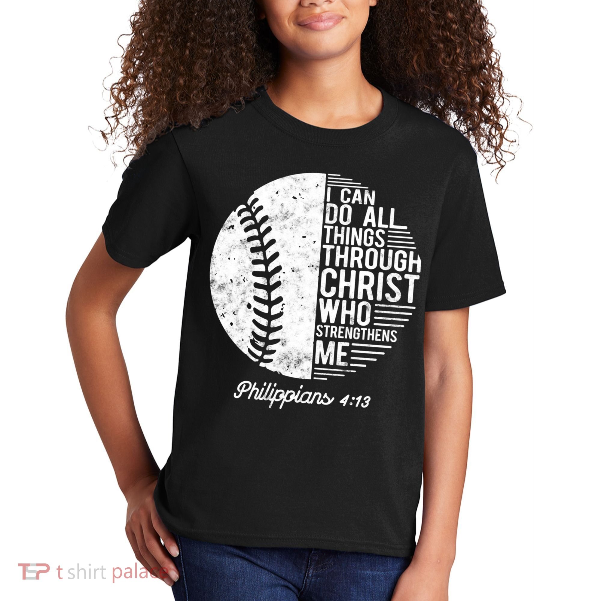 Christian Baseball I Can Do All Things Philippians 4 13 Funny Gift Kids T-Shirt