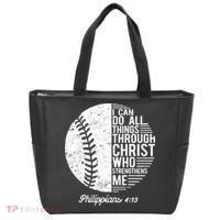 Christian Baseball I Can Do All Things Philippians 4 13 Funny Gift Tote Bag thumb 0