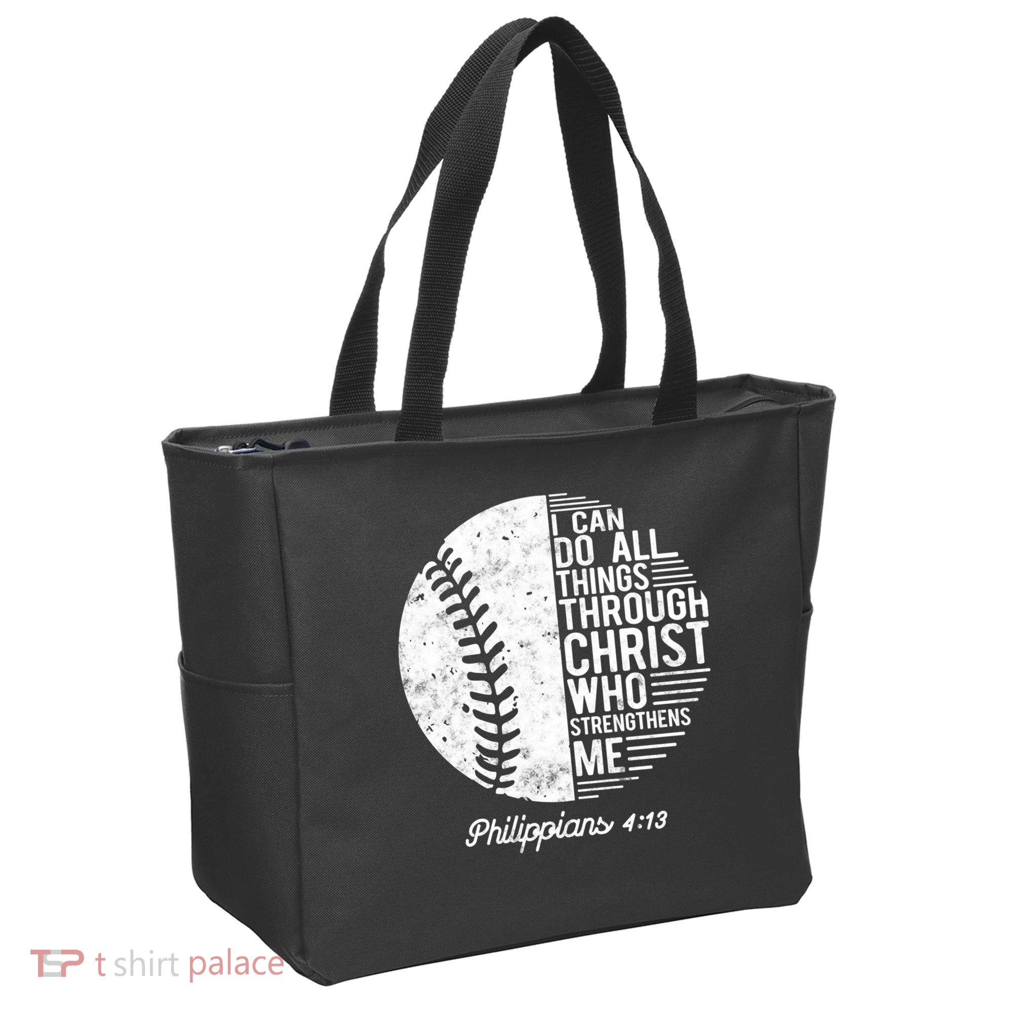 Christian Baseball I Can Do All Things Philippians 4 13 Funny Gift Tote Bag