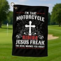 Christian Biker Im That Motorcycle Riding Jesus Freak Faith Golf Towel thumb 1