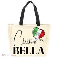Ciao Bella Italy Graphic With Italian Flag Tote Bag thumb 0