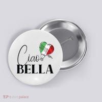 Ciao Bella Italy Graphic With Italian Flag Button thumb 0