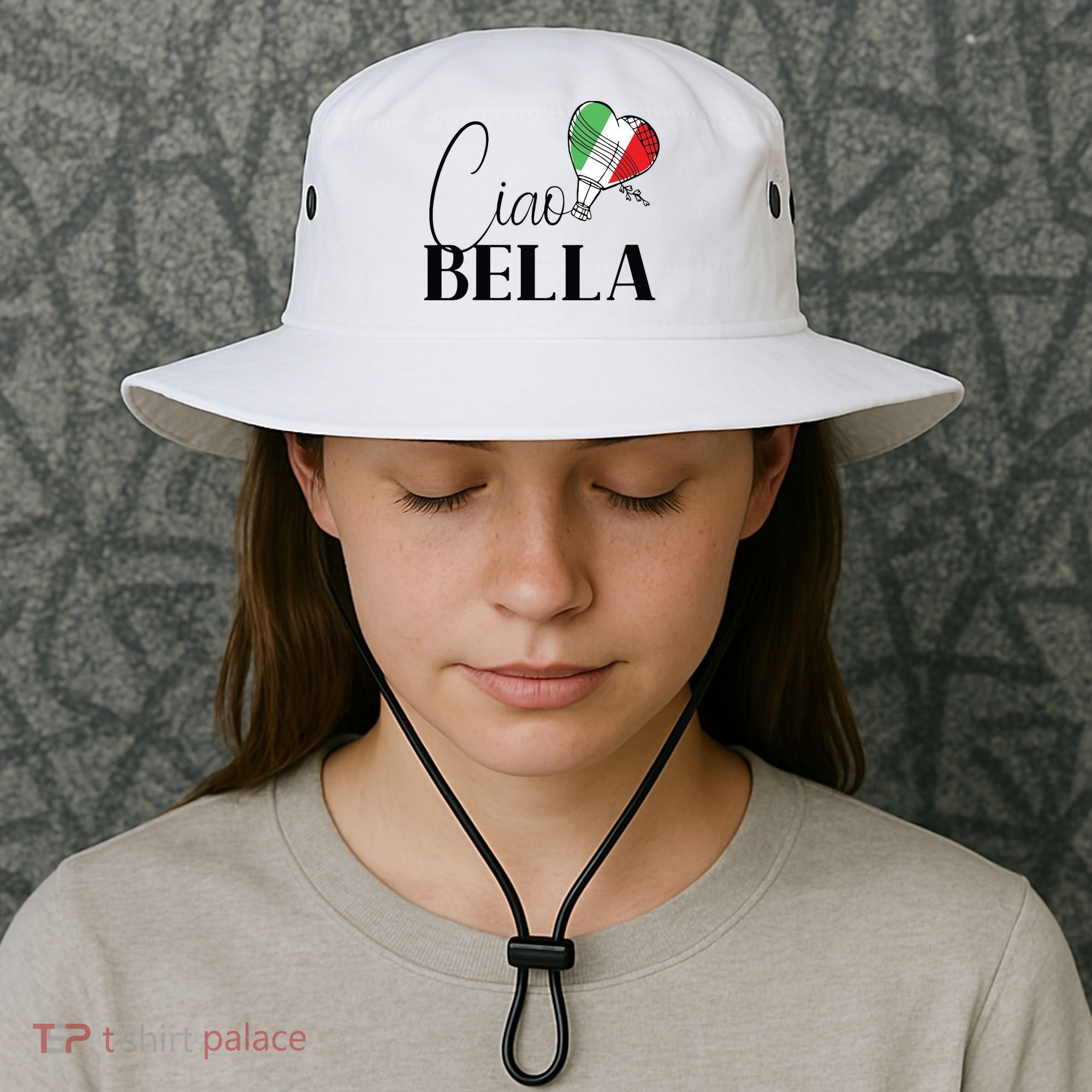 Ciao Bella Italy Graphic With Italian Flag Bucket Hat