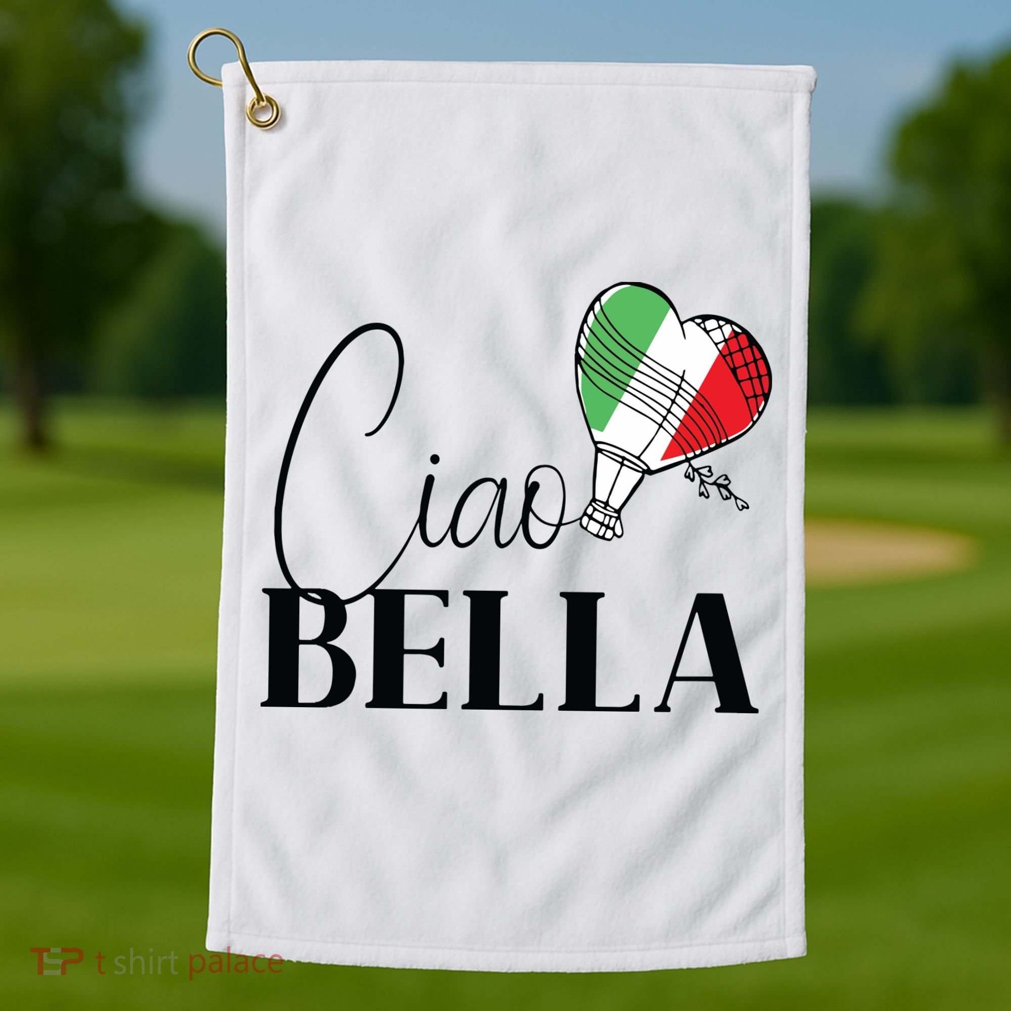 Ciao Bella Italy Graphic With Italian Flag Golf Towel