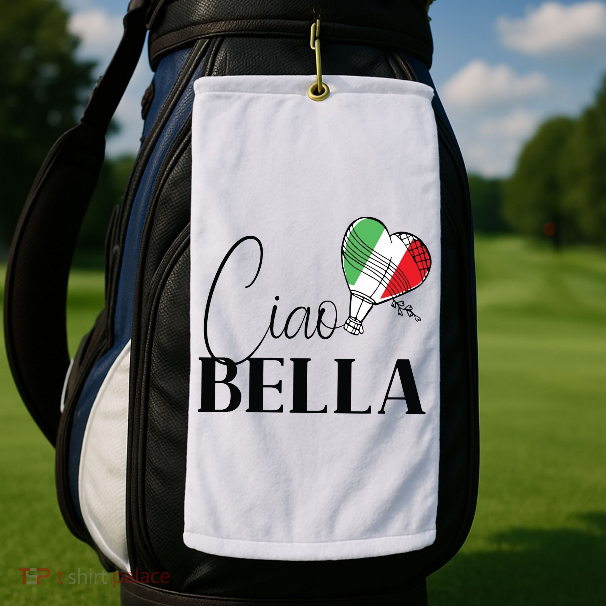 Ciao Bella Italy Graphic With Italian Flag Golf Towel