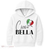 Ciao Bella Italy Graphic With Italian Flag Kids Hoodie thumb 0