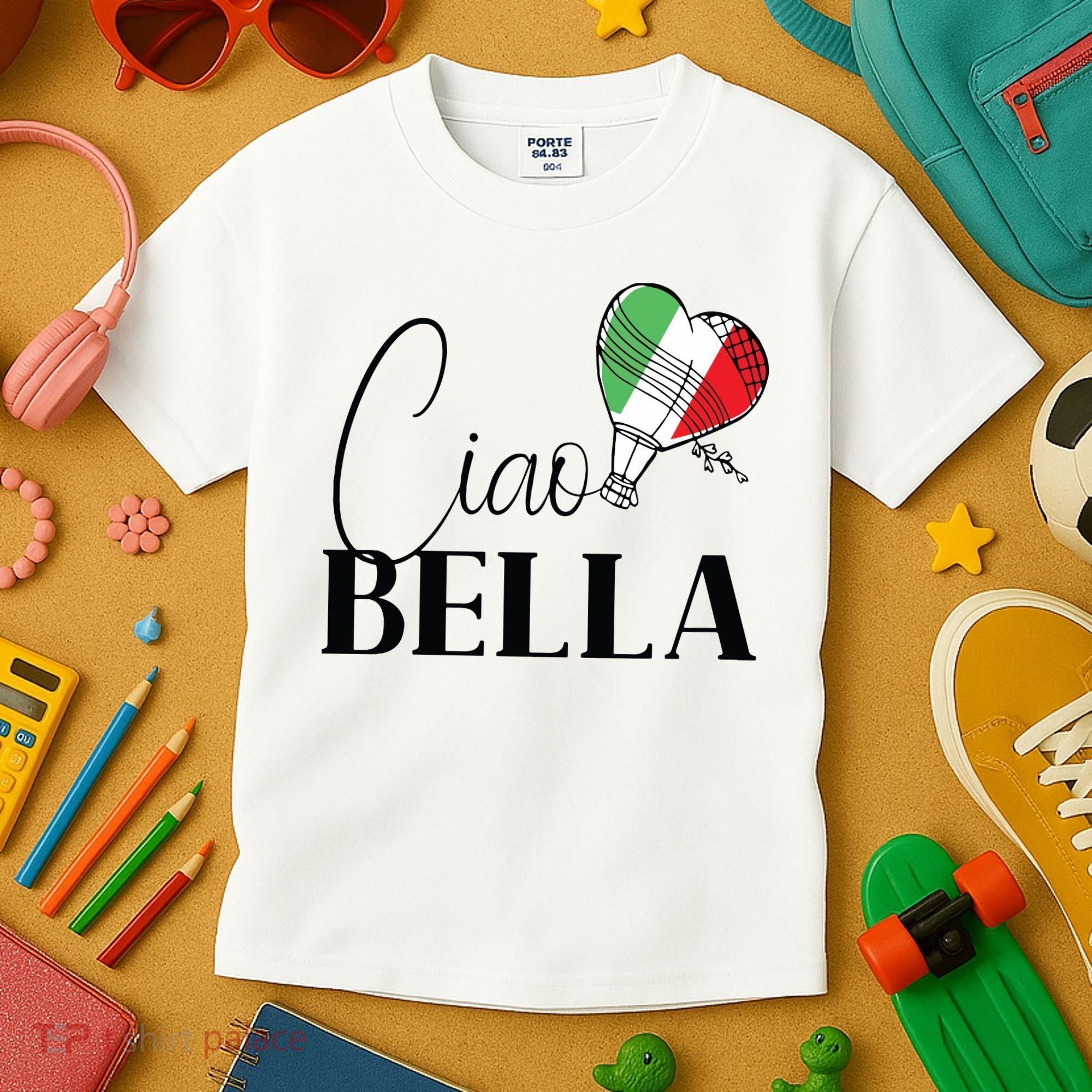 Ciao Bella Italy Graphic With Italian Flag Kids T-Shirt