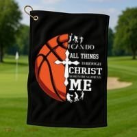 Christian Basketball I Can Do All Things Through Christ Golf Towel thumb 1