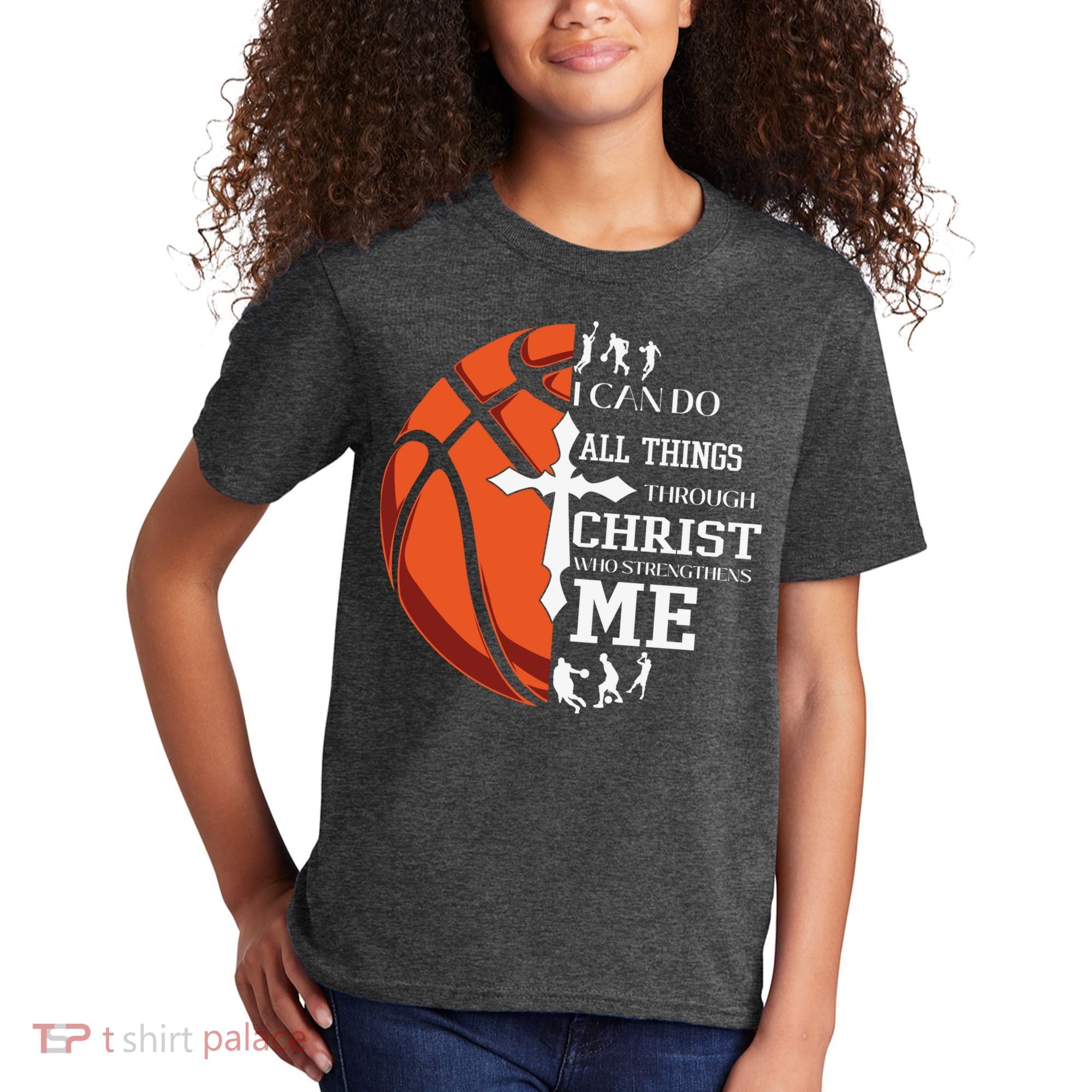 Christian Basketball I Can Do All Things Through Christ Kids T-Shirt