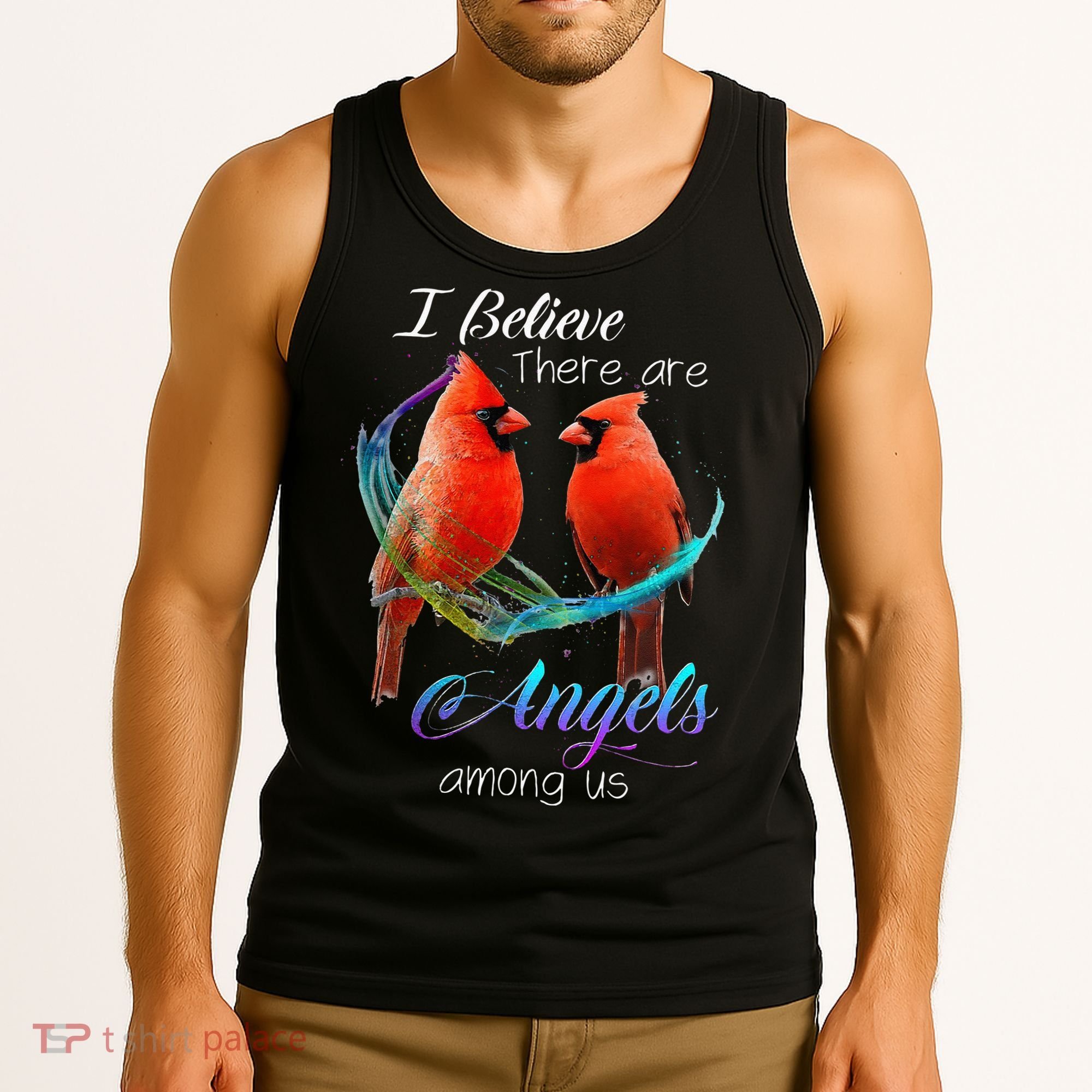 Cardinal Bird I Believe There Are Angels Among Us Tank Top