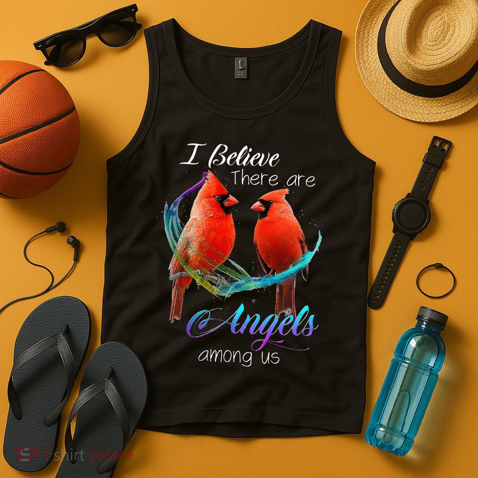 Cardinal Bird I Believe There Are Angels Among Us Tank Top