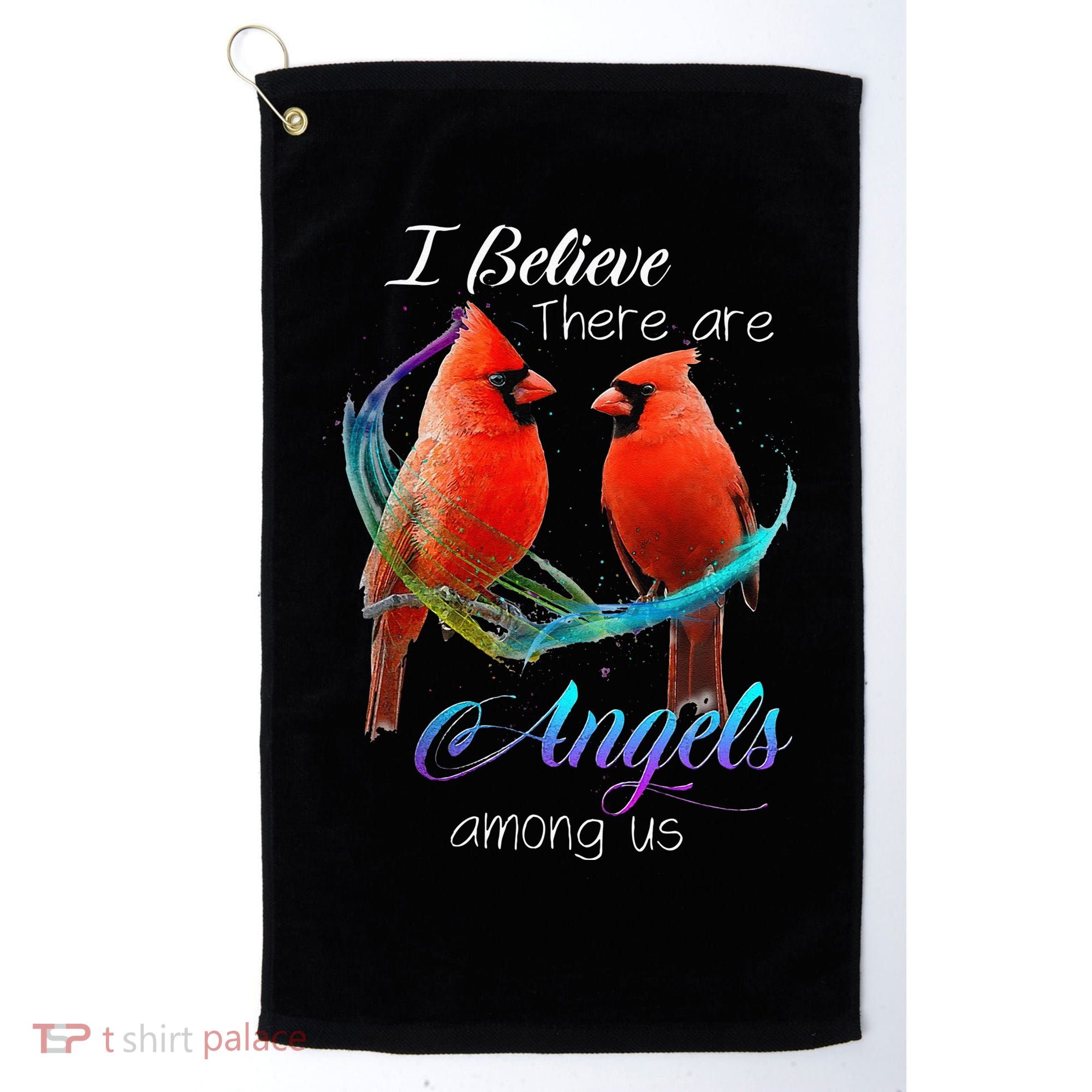 Cardinal Bird I Believe There Are Angels Among Us Golf Towel