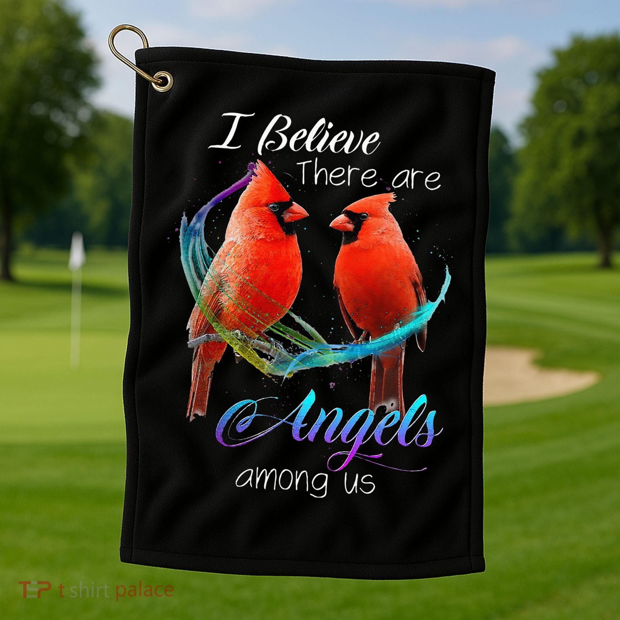 Cardinal Bird I Believe There Are Angels Among Us Golf Towel