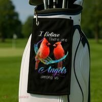 Cardinal Bird I Believe There Are Angels Among Us Golf Towel thumb 2
