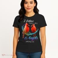 Cardinal Bird I Believe There Are Angels Among Us Women's T-Shirt thumb 4