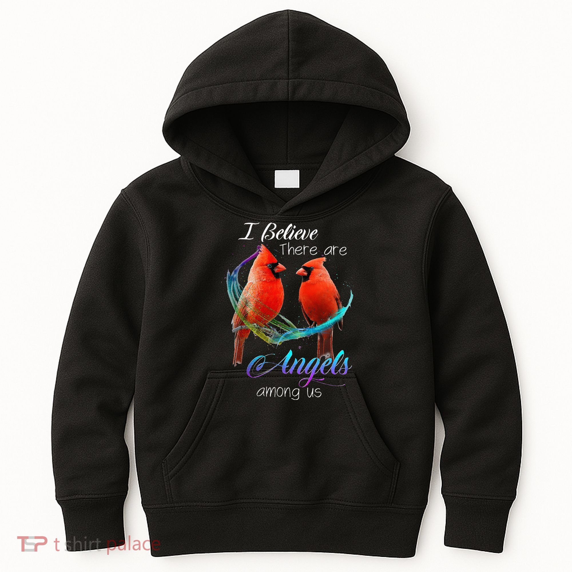 Cardinal Bird I Believe There Are Angels Among Us Kids Hoodie