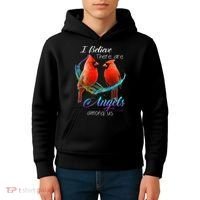 Cardinal Bird I Believe There Are Angels Among Us Kids Hoodie thumb 4