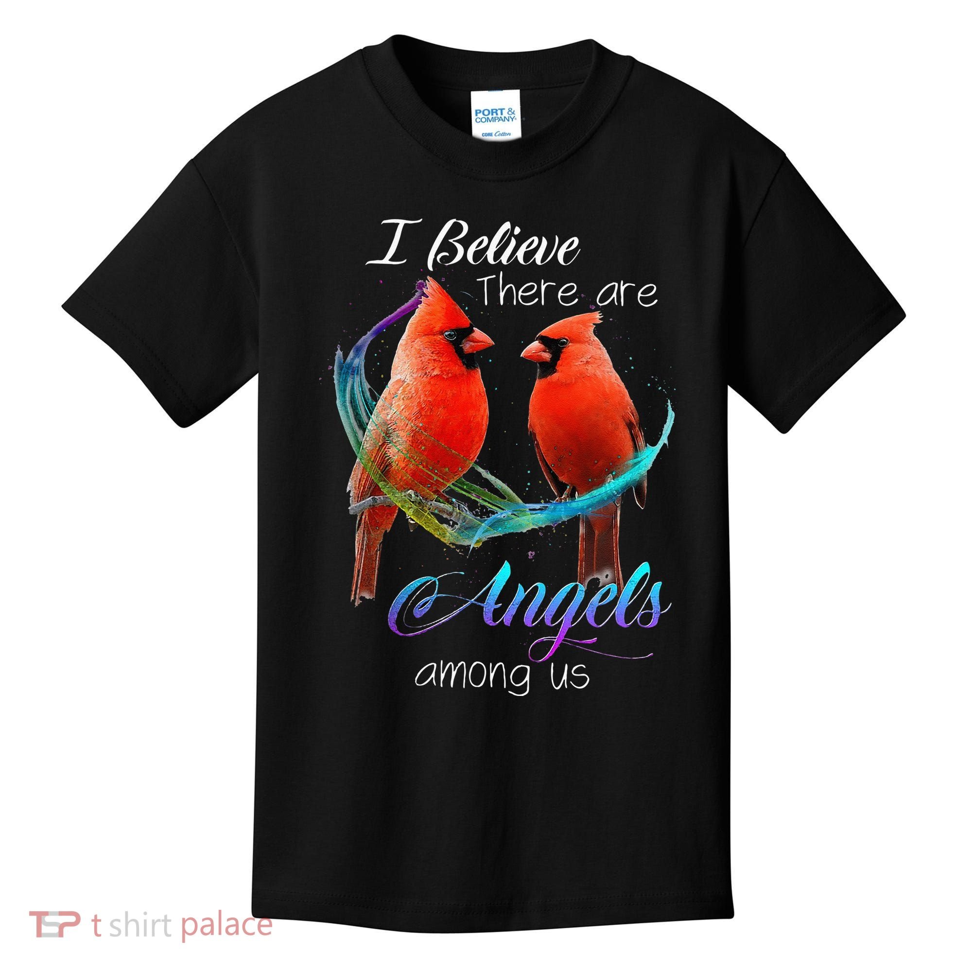 Cardinal Bird I Believe There Are Angels Among Us Kids T-Shirt