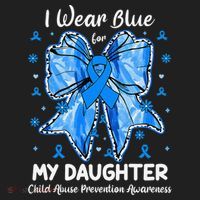 Coquette Bow I Wear Blue For My Daughter Child Abuse Women's Sweatshirt thumb 2