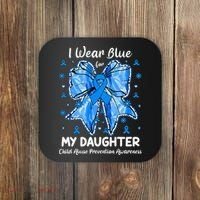 Coquette Bow I Wear Blue For My Daughter Child Abuse Coaster thumb 0