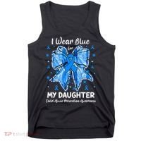 Coquette Bow I Wear Blue For My Daughter Child Abuse Tank Top thumb 0