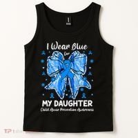 Coquette Bow I Wear Blue For My Daughter Child Abuse Tank Top thumb 2