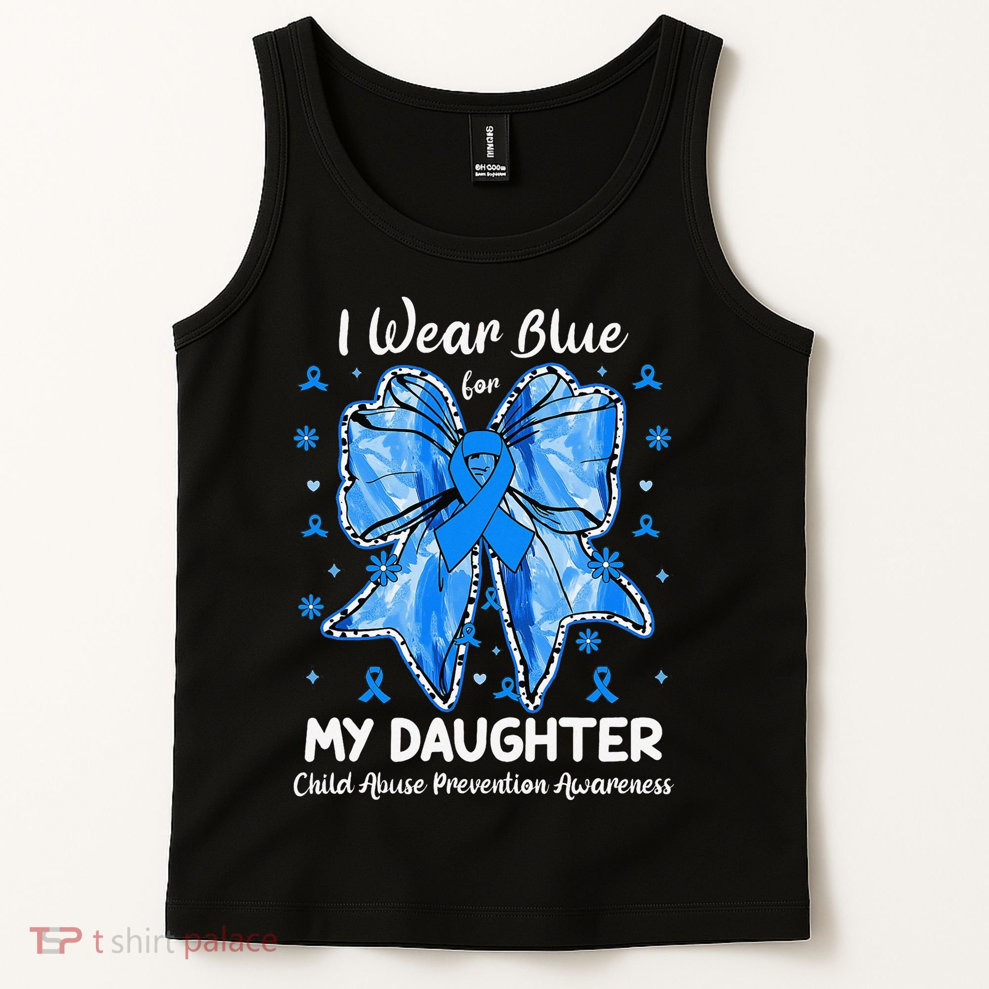 Coquette Bow I Wear Blue For My Daughter Child Abuse Tank Top