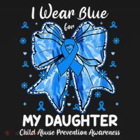 Coquette Bow I Wear Blue For My Daughter Child Abuse Tank Top thumb 6