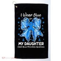 Coquette Bow I Wear Blue For My Daughter Child Abuse Golf Towel thumb 0